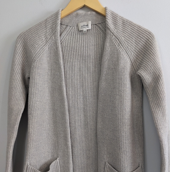 Wilfred Vartan 100% Wool Long Open Front Cardigan XS Light Grey - Picture 3 of 13